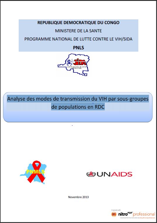 Analyse des modes de transmission du VIH par sous-groupes de populations en RDC