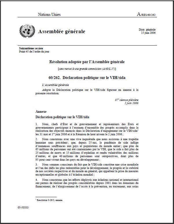 Résolution adoptée par l’Assemblée générale
