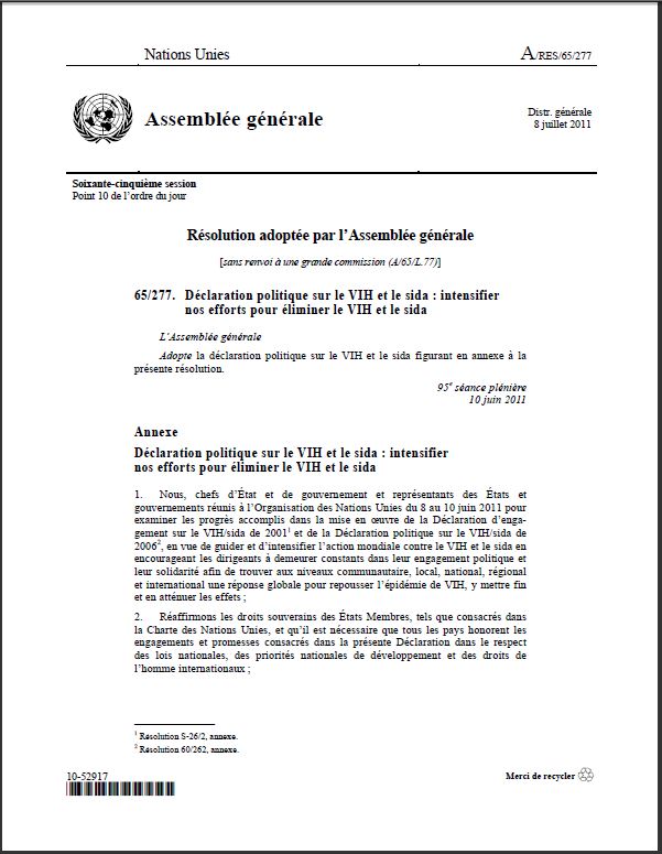 Résolution adoptée par l’Assemblée générale
