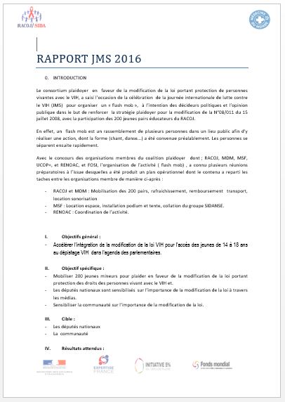 RAPPORT JMS 2016